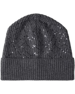 Brunello Cucinelli Sequin-Embellished Cashmere Beanie - Grey