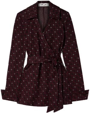 Diane von Furstenberg Sheree Jacquard-Woven Wrap Top - Purple