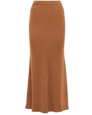 Gabriela Hearst Ribbed High-Waisted Midi Skirt - Brown