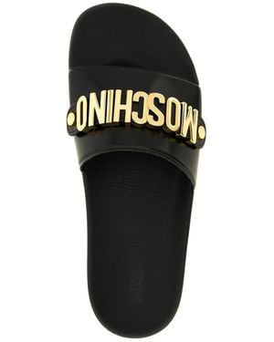 Moschino 'Pool' Slides - Black