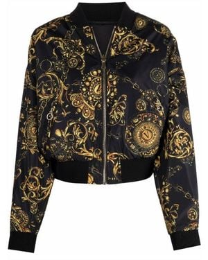 Versace Jeans Couture Baroque Print Bomber Jacket - Black