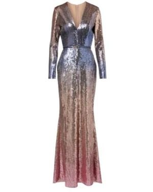 Elie Saab Ombré Sequined Belted Gown - Multicolour