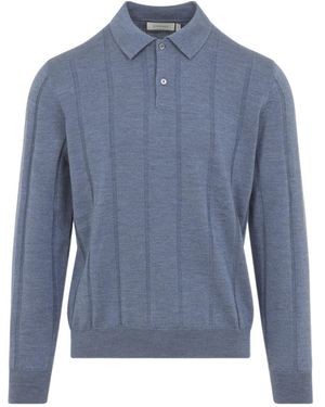Canali Textured Polo Knitwear - Blue