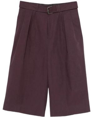 Dries Van Noten Belted Poplin Shorts - Purple
