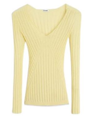 Jil Sander Cashmere Blend V-Neck Jumper - Yellow