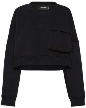 DSquared² Icon New Generation Onion Cropped Fit Crewneck Sweatshirt - Black