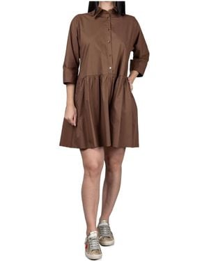 Seventy Gathered-Waist Shirt Dress - Brown