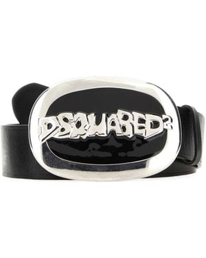 DSquared² Logo Plaque Buckle Belt - Black