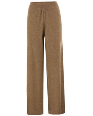 Fabiana Filippi Sequin-Embellished Knit Casual Trousers - Natural