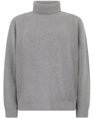 Peserico Roll-Neck Silk-Wool Blend Jumper - Grey