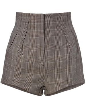Mugler Houndstooth Virgin Wool Shorts - Gray