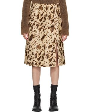 Stella McCartney Brown Print Midi Skirt - Natural