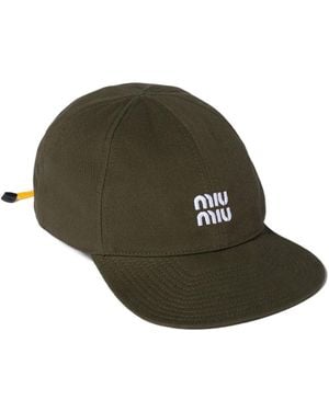 Miu Miu Logo Embroidered Baseball Cap - Green