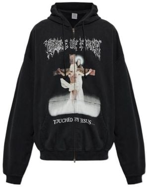 Vetements Graphic Zip-Up Hoodie - Black