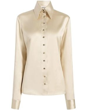 KHAITE Satin Point Collar Shirt - Natural
