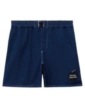 KENZO Logo Print Swim Shorts - Blue
