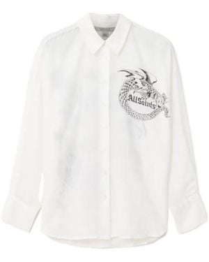 AllSaints Sparrow Printed Shirt - White