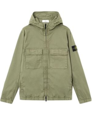 Stone Island Flap-Pocket Hooded Jacket - Green