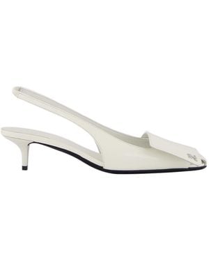 Courreges Courrèges Fold Iced Leather Slingback Pumps - White