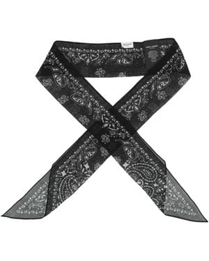 Saint Laurent Printed Woven Silk Scarf - Black