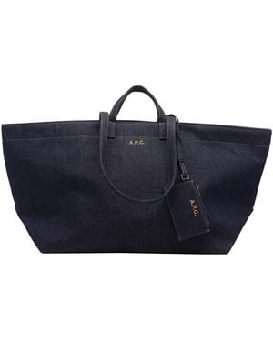 A.P.C. Logo Top-Handle Tote Bag - Blue