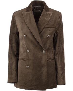 Antonelli Double-Breasted Long-Sleeve Blazer - Brown