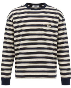 MSGM Long-Sleeved Striped T-Shirt - Gray