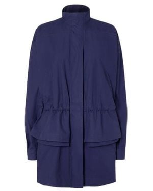 Fendi High-Neck Drawstring Waist Poplin Parka - Blue