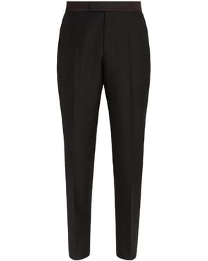 ZEGNA Side Sewn Pocket Wool Dress Pants - Black