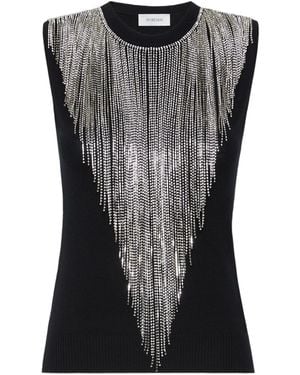 Sportmax Crine Crystal-Fringe Sleeveless Top - Black