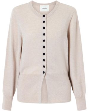 Lisa Yang Oatmeal Crew Neck Cardigan - Natural