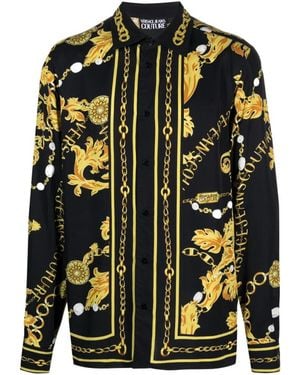 Versace Jeans Couture Couture Baroque-Pattern Button-Up Shirt - Black