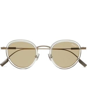 ZEGNA Transparent Titanium And Acetate Sunglasses - Metallic