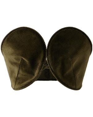 Jean Paul Gaultier Cotton Corduroy Strapless Top - Green