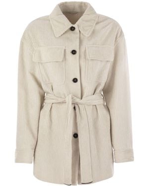 Brunello Cucinelli Belted Corduroy Jacket - Natural