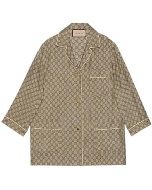 Gucci Gg Supreme Silk Shirt - Natural
