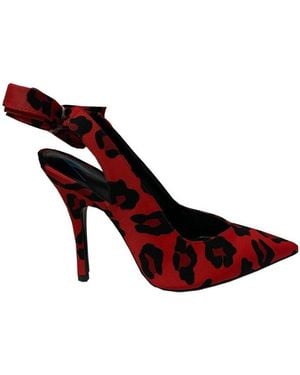 The Attico Leopard-Print Pointed-Toe Pumps - Red