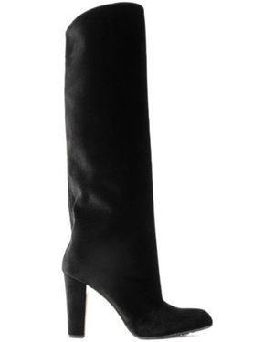Manolo Blahnik Garder 45 Velvet Knee Boots - Black