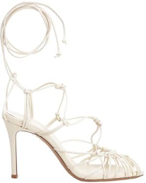 Forte Forte Thin Heel Sandals With Leather Tubular Laces - White