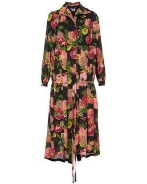 Junya Watanabe Long-Sleeved Knitted Midi Dress - Multicolour