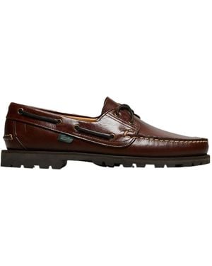 Paraboot Lace-Up Leather Boat Shoes - Brown