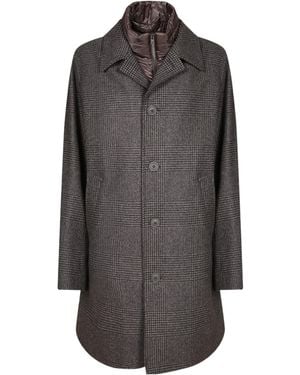 Herno Check-Pattern Padded-Bib Coat - Gray