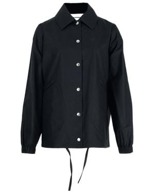 Jil Sander Logo-Printed Drawstring Shirt Jacket - Blue