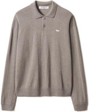 Maison Kitsuné Long-Sleeve Polo Shirt - Brown