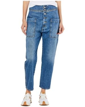 Plan C High-Rise Boyfriend Jeans - Blue