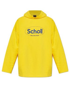 Balenciaga X Scholl Logo Printed Hoodie - Yellow