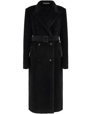 Tagliatore Double Breasted Faux Fur Coat - Black