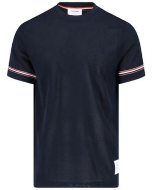 Thom Browne Stripe Detailed Crewneck T-Shirt - Blue