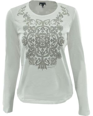 Armani Jeans Round Collar And Long-Sleeved T-Shirt - Gray