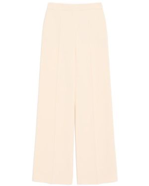 Valentino Crease Detailed Straight-Leg Trousers - Natural